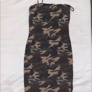 Spaghetti Strap Camouflage Dress